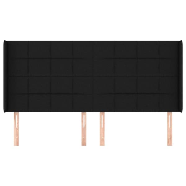 sengegavl med kanter 183x16x118/128 cm stof sort