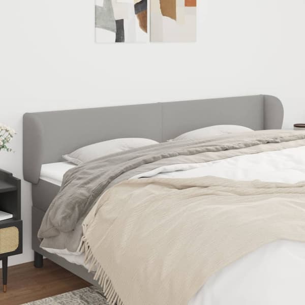 sengegavl med kanter 183x23x78/88cm stof lysegrå