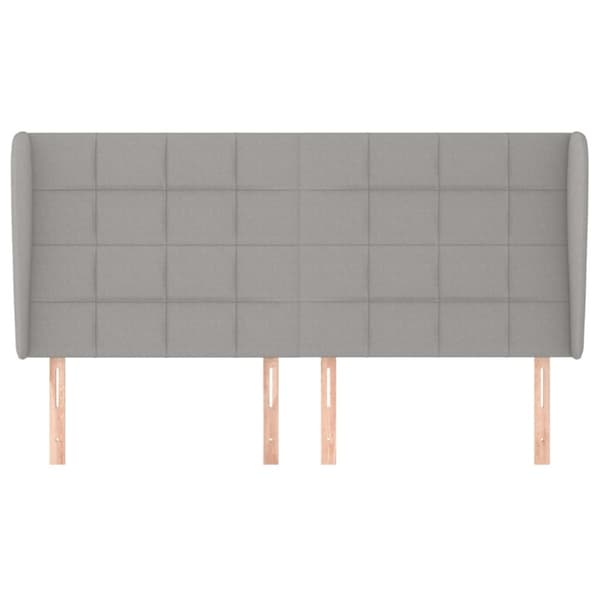 sengegavl med kanter 183x23x118/128 cm stof lysegrå