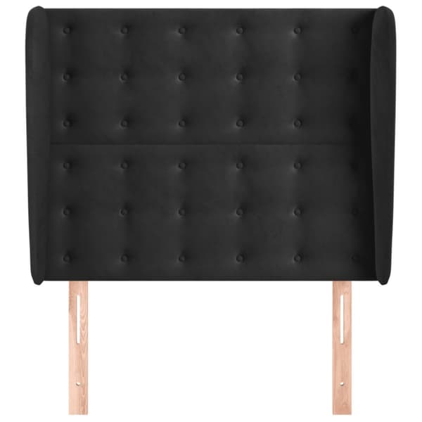 sengegavl med kanter 103x23x118/128 cm fløjl sort