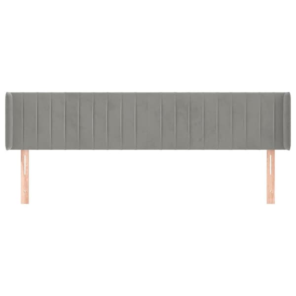 sengegavl med kanter 183x16x78/88 cm fløjl lysegrå