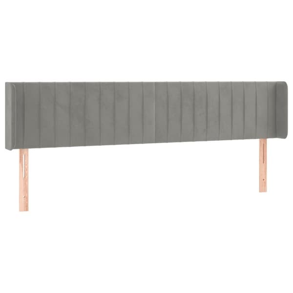 sengegavl med kanter 183x16x78/88 cm fløjl lysegrå