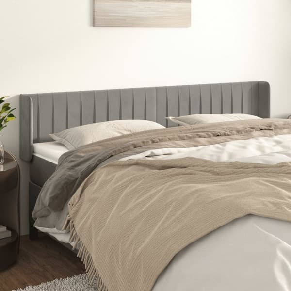 sengegavl med kanter 183x16x78/88 cm fløjl lysegrå