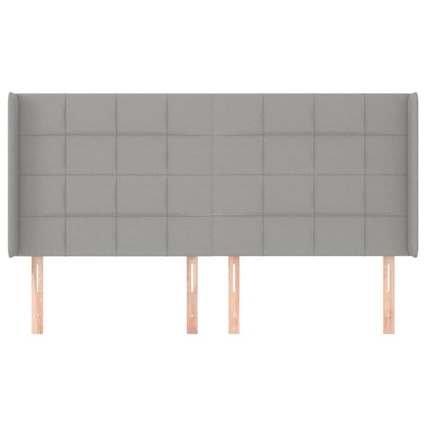 sengegavl med kanter 183x16x118/128 cm stof lysegrå