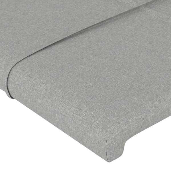 sengegavl med kanter 183x16x118/128 cm stof lysegrå