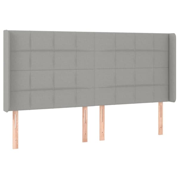 sengegavl med kanter 183x16x118/128 cm stof lysegrå