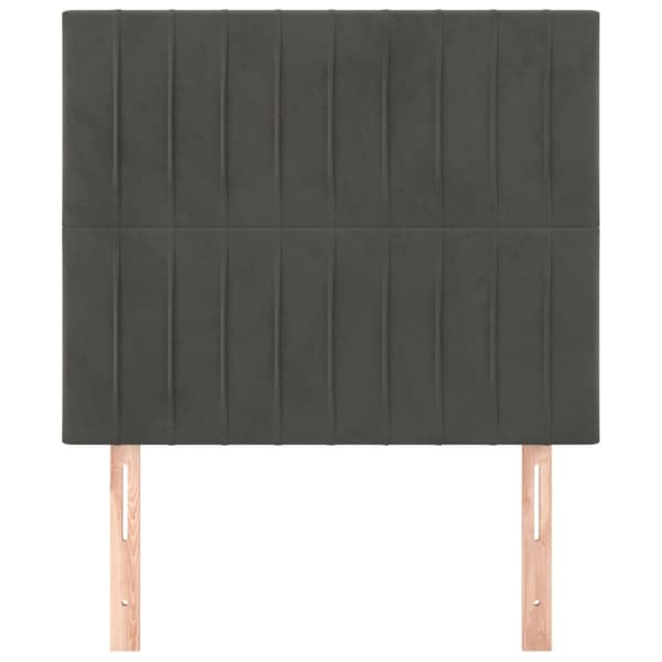 sengegavle 2 stk. 90x5x78/88 cm fløjl mørkegrå