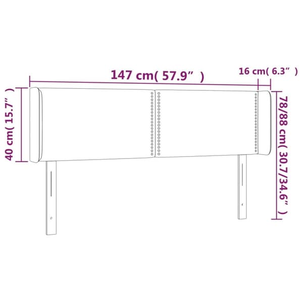 sengegavl med kanter 147x16x78/88 cm kunstlæder sort