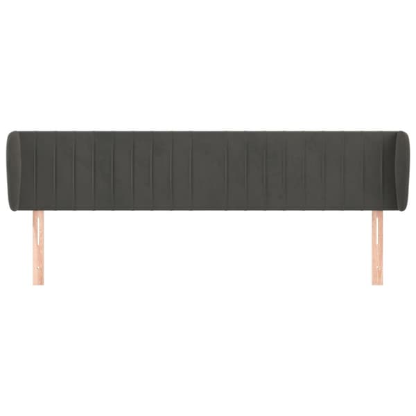 sengegavl med kanter 203x23x78/88 cm fløjl mørkegrå