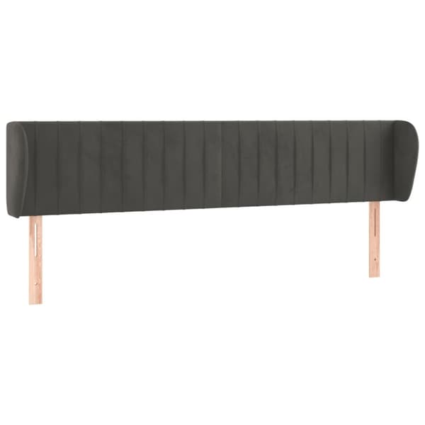 sengegavl med kanter 203x23x78/88 cm fløjl mørkegrå