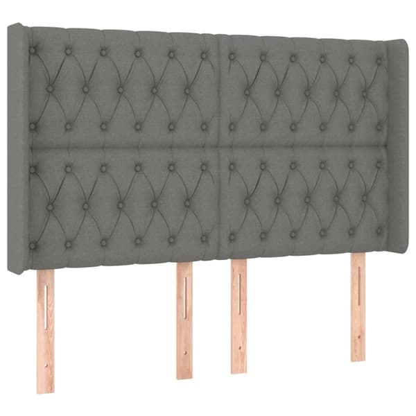 sengegavl med kanter 163x16x118/128 cm stof mørkegrå