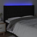 Miniatyrbillede 4 af 6: sengegavl med LED-lys 203x16x118/128 cm stof sort