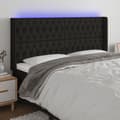 Miniatyrbillede 1 af 6: sengegavl med LED-lys 203x16x118/128 cm stof sort
