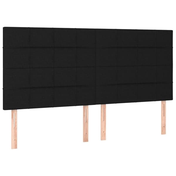 sengegavl med LED-lys 200x5x118/128 cm stof sort