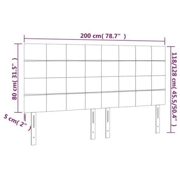sengegavl med LED-lys 200x5x118/128 cm stof sort