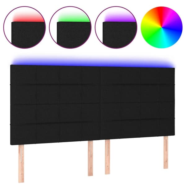 sengegavl med LED-lys 200x5x118/128 cm stof sort