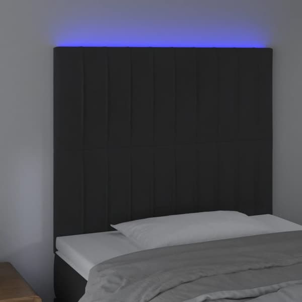 sengegavl med LED-lys 80x5x118/128 cm fløjl sort