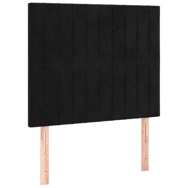 sengegavl med LED-lys 80x5x118/128 cm fløjl sort