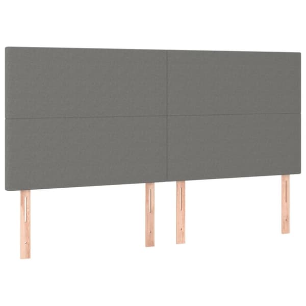 Sängyn pääty LED-valolla, tummanharmaa, 200x5x118/128 cm, kangas