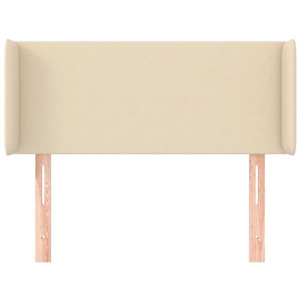 sengegavl med kanter 103x16x78/88 cm stof cremefarvet