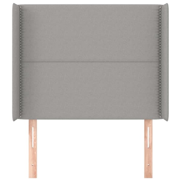 sengegavl med kanter 103x16x118/128 cm stof lysegrå