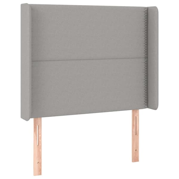 sengegavl med kanter 103x16x118/128 cm stof lysegrå