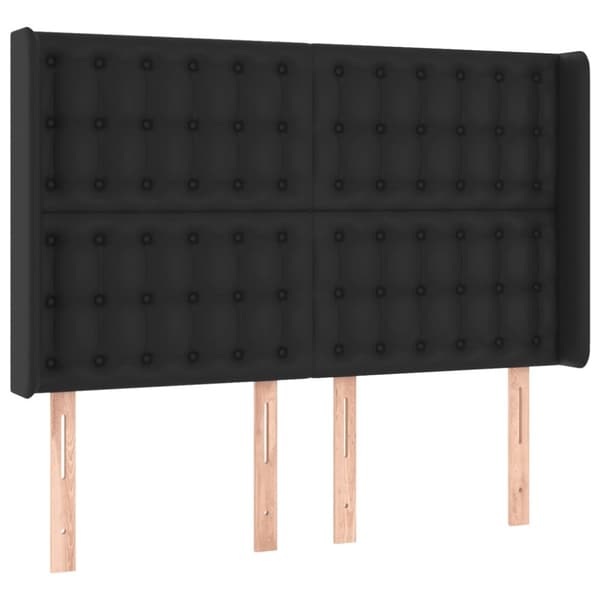 Sängyn pääty LED-valolla, musta 147x16x118/128cm tekonahka