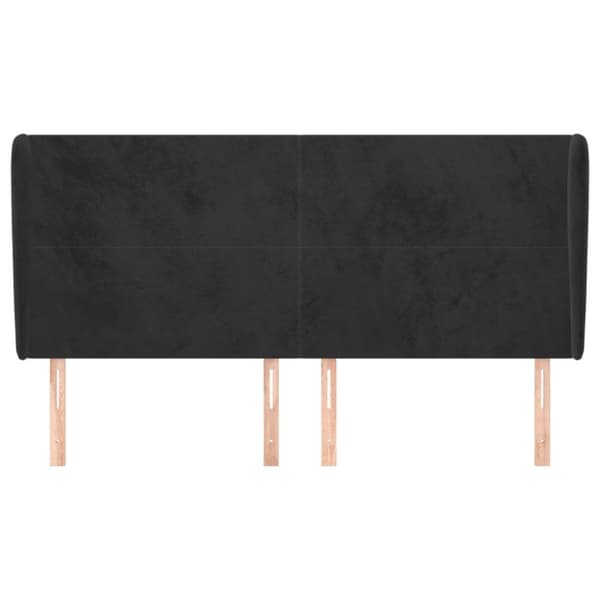 sengegavl med kanter 203x23x118/128 cm fløjl sort