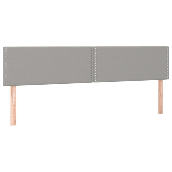 sengegavl med LED-lys 200x5x78/88 cm stof lysegrå