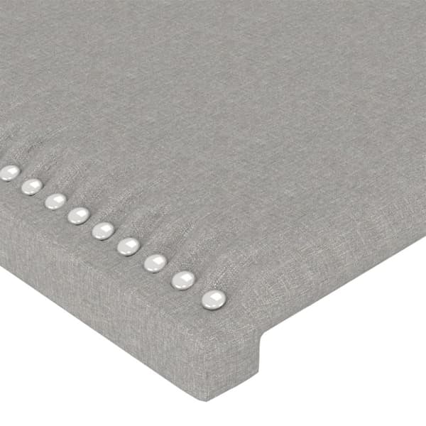 sengegavl med LED-lys 200x5x78/88 cm stof lysegrå