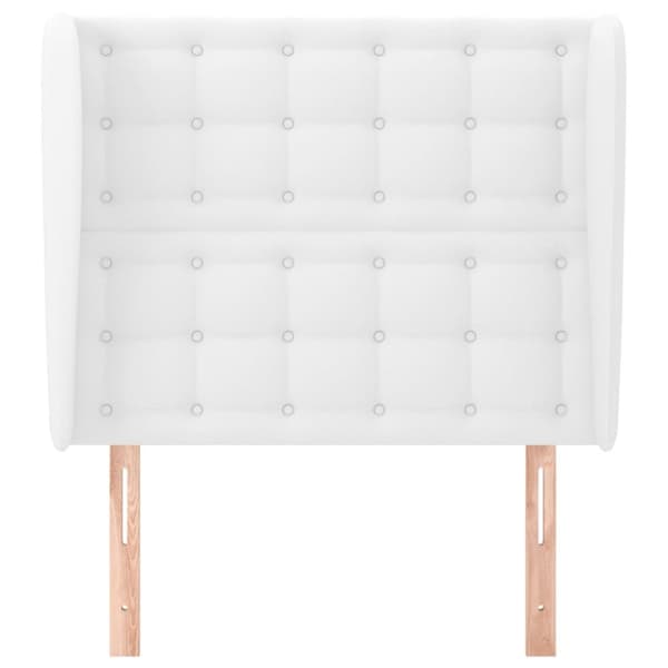 sengegavl med kanter 103x23x118/128 cm kunstlæder hvid