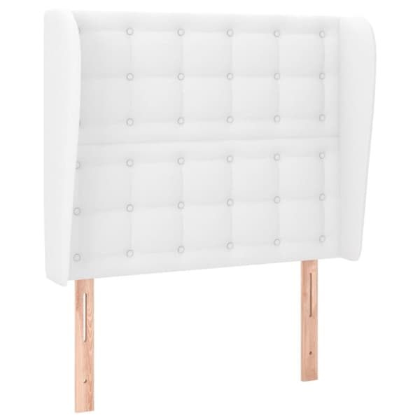 sengegavl med kanter 103x23x118/128 cm kunstlæder hvid