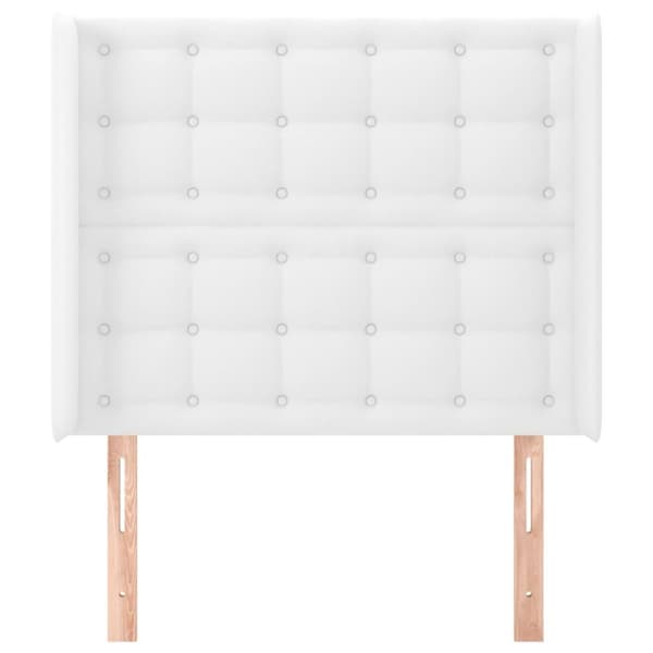 sengegavl med kanter 103x16x118/128 cm kunstlæder hvid