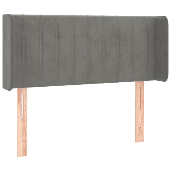 sengegavl med LED-lys 103x16x78/88 cm fløjl lysegrå
