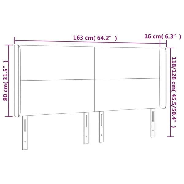 Sängyn pääty LED-valolla, musta 163x16x118/128cm tekonahka