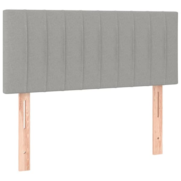 sengegavl med LED-lys 100x5x78/88 cm stof lysegrå