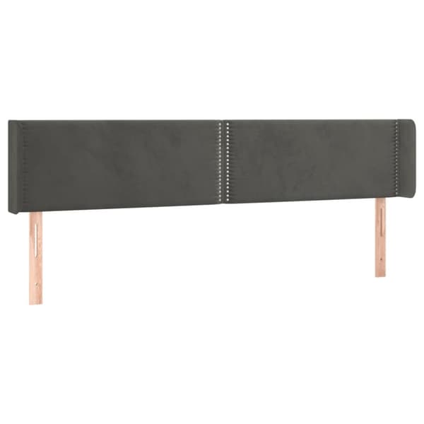 sengegavl med LED-lys 203x16x78/88 cm fløjl mørkegrå