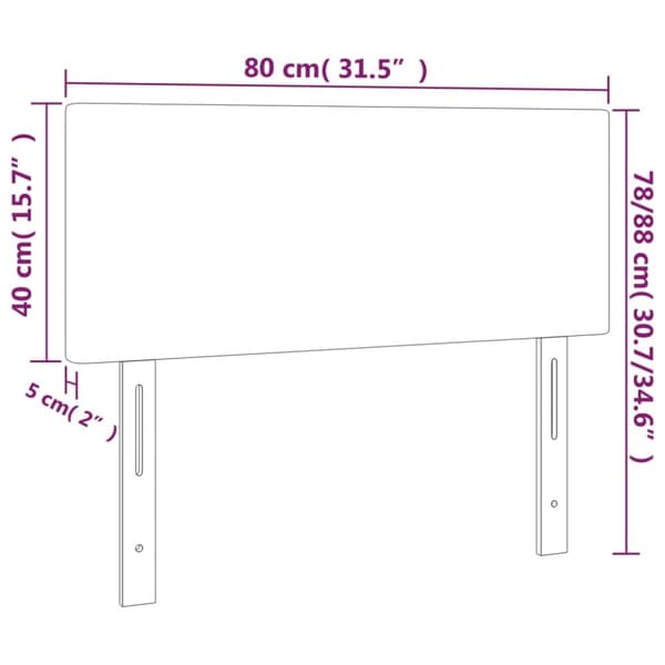 sengegavl med LED-lys 80x5x78/88 cm stof gråbrun