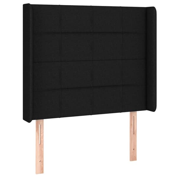sengegavl med kanter 83x16x118/128 cm stof sort