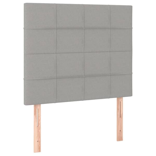 Sängyn pääty LED-valolla, vaaleanharmaa, 80x5x118/128 cm, kangas