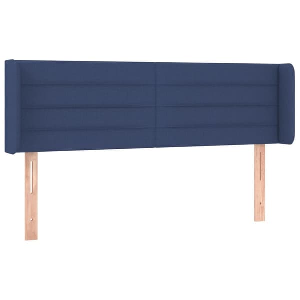 sengegavl med kanter 147x16x78/88 cm stof blå
