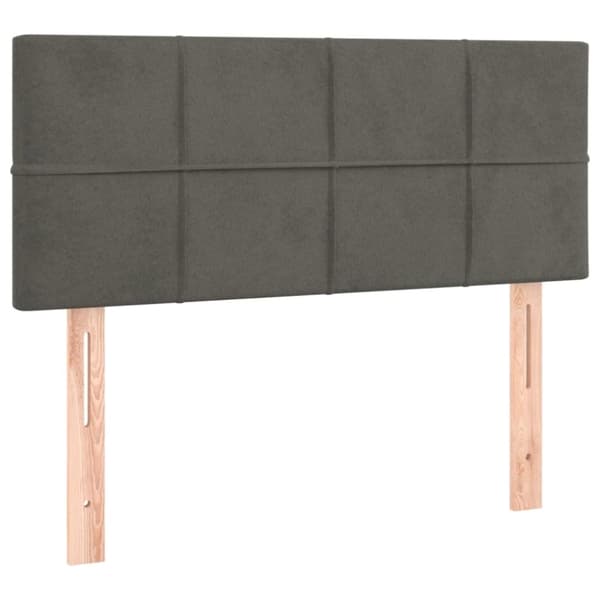 sengegavl med LED-lys 100x5x78/88 cm fløjl mørkegrå