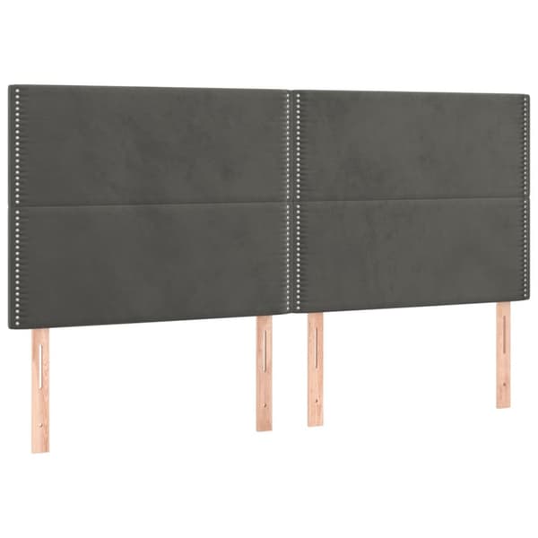 Sängyn pääty LEDillä, tummanharmaa, 200x5x118/128 cm, sametti