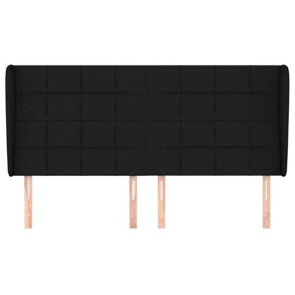 sengegavl med kanter 163x23x118/128 cm stof sort