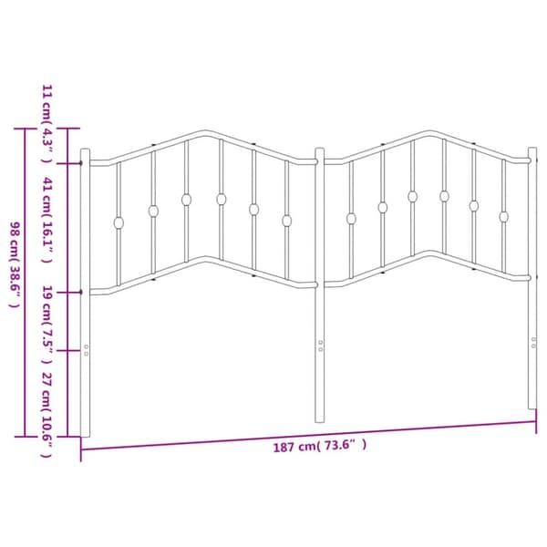 sengegavl 180 cm metal hvid
