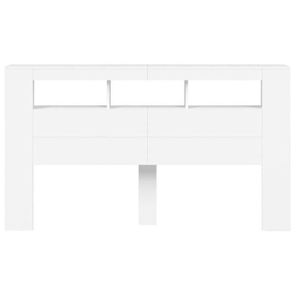 sengegavl med LED-lys 180x18,5x103,5 cm konstrueret træ hvid