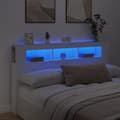 Miniatyrbillede 1 af 10: sengegavl med LED-lys 180x18,5x103,5 cm konstrueret træ hvid
