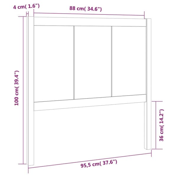 sengegærde 95,5x4x100 cm massivt fyrretræ sort