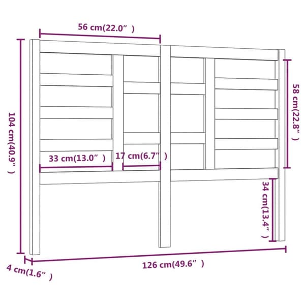 sengegærde 126x4x104 cm massivt fyrretræ hvid