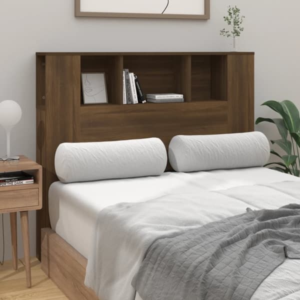 sengegavl med opbevaring 120x18,5x102,5 cm brun egetræsfarve